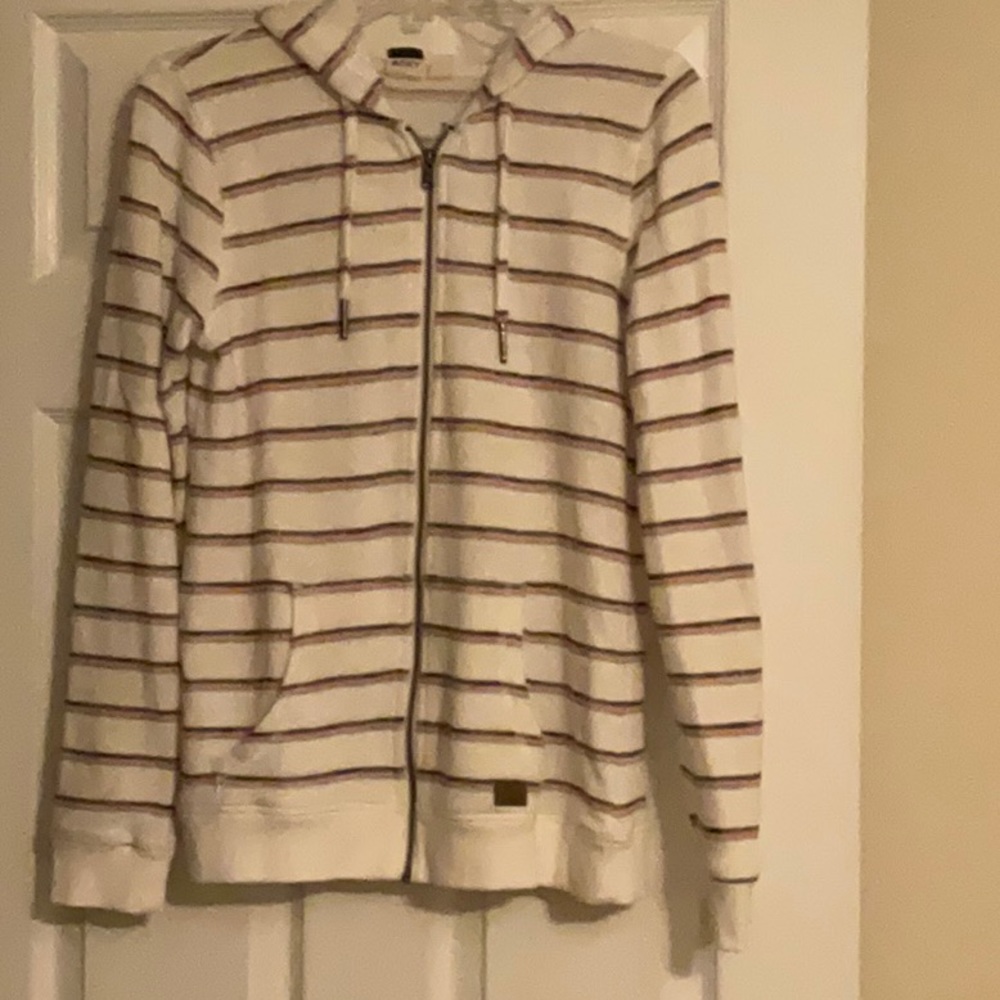 Roxy zip front sweatshirt, size medium.  Striped.